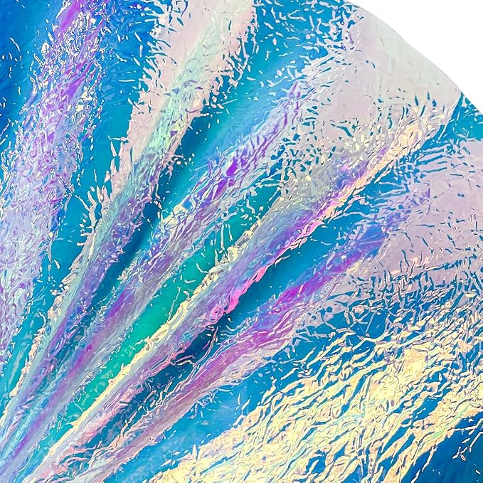 ONEART | Iridescent Transparent Embossed Vinyl Holographic Blue Clear PVC Vinyl - Image 3