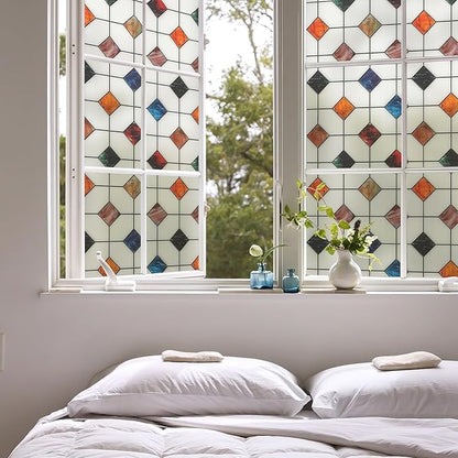 DKTIE Stained Glass Window Film Geometric Patterns, Fine Frosted Window Clings - Image 4