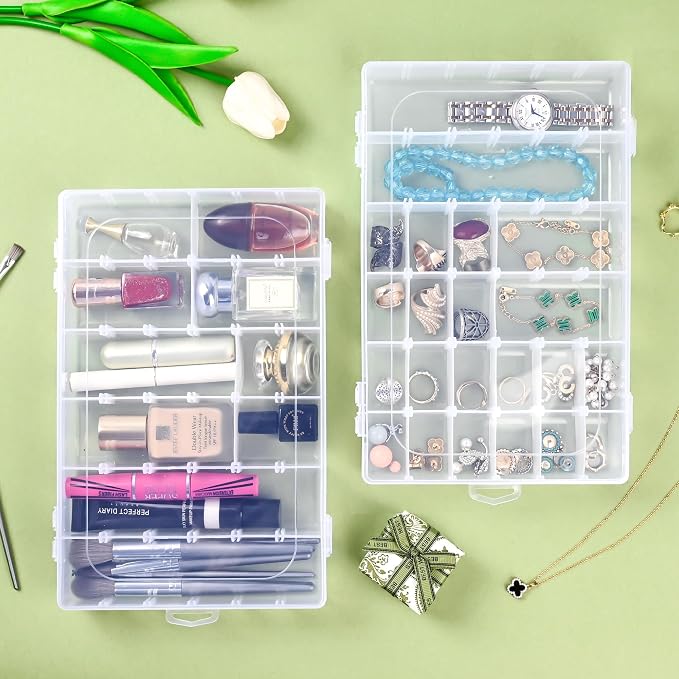 Plastic Organizer Container Box, 36 Large Grids Clear Plastic Bead Organizer - Image 5