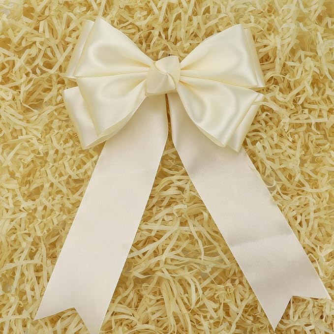 Rice White Solid Satin Ribbon 2 Inch 25 Yards Solid Polyester Fabric Ribbon - Image 4