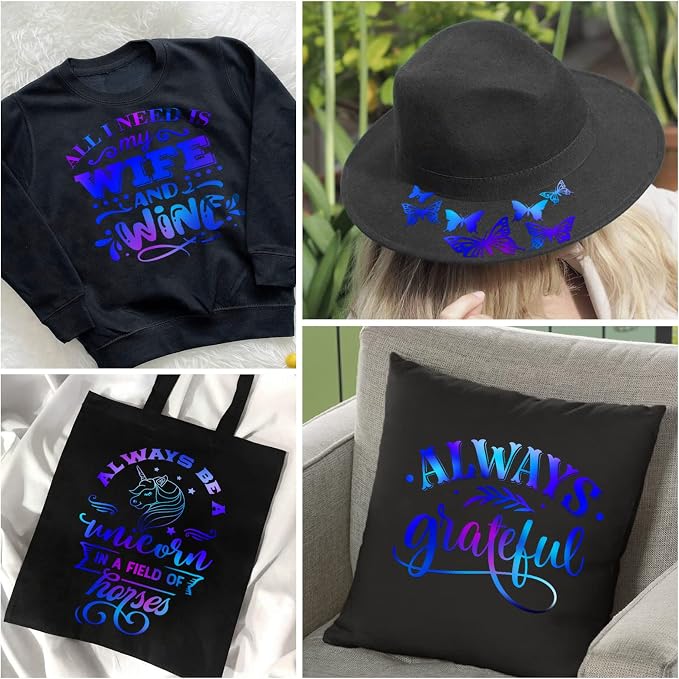 VINYL FROG Holographic HTV Vinyl Roll 12" x5ft Blue Metallic Heat Transfer - Image 3
