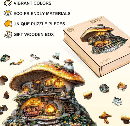 Wooden Puzzles for Adults, Mushroom House Puzzles, Wood Adult Puzzle, Birthday - Image 8