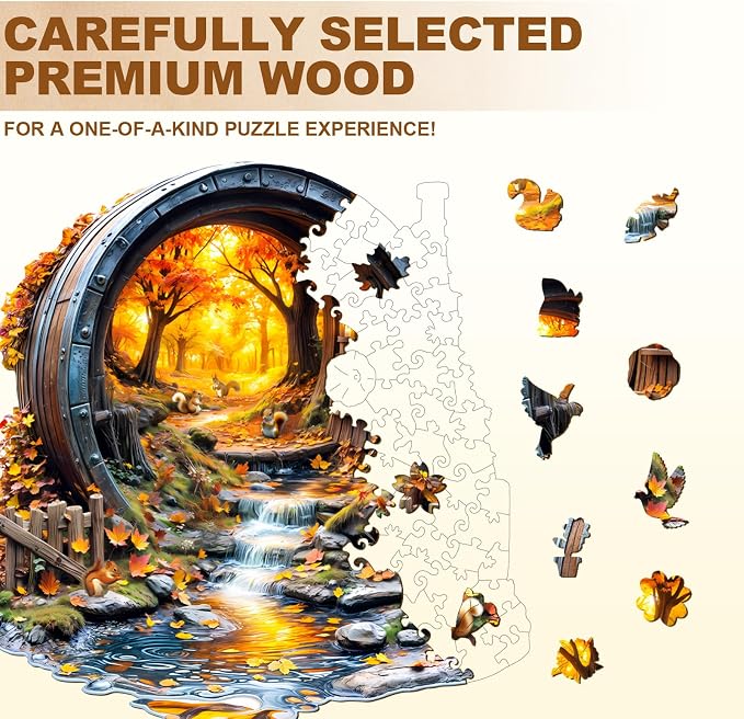 Wooden Puzzles for Adults, Barrel of Autumn Puzzles, Wood Adult Puzzle - Image 7