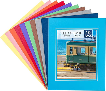 HOTUO 10 Pack Colorful 11x14 Picture Mats, Pre-Cut Picture Frame Mat by HOTUO