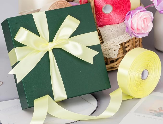1 Inch Baby Maize Solid Satin Ribbon, 50 Yards Craft Fabric Ribbon - Image 5