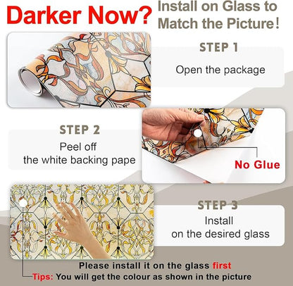 3D Stained Glass Window Privacy Film, Heat Control UV Blocking Static Cling - Image 2