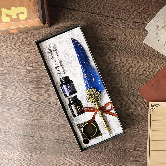 Feather Pen and Ink Set, quill pen ink set, Antique Calligraphy Pen - Image 4