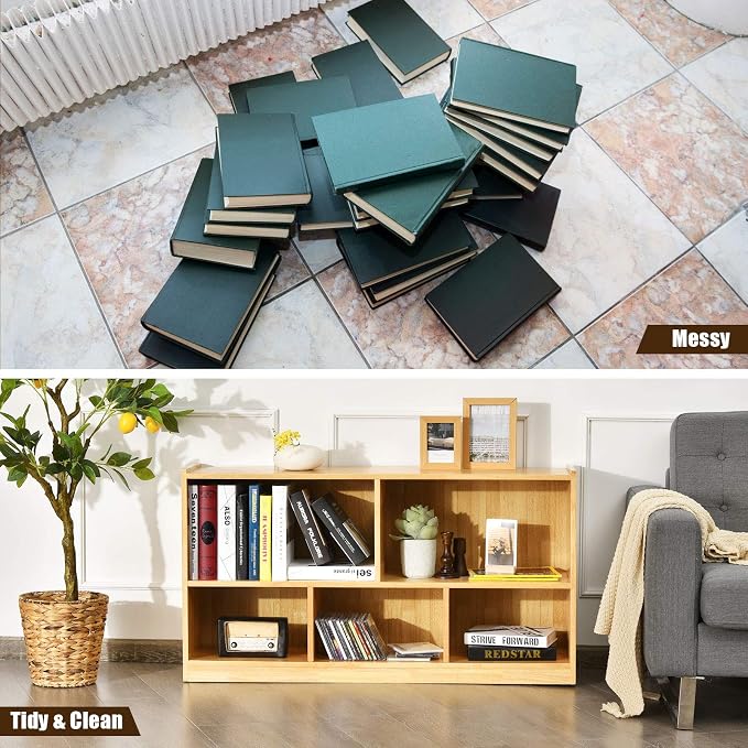 Tangkula 5 Cube Bookcase, 2 Tier Wooden Storage Open Bookshelf, Kid's Playroom - Image 8