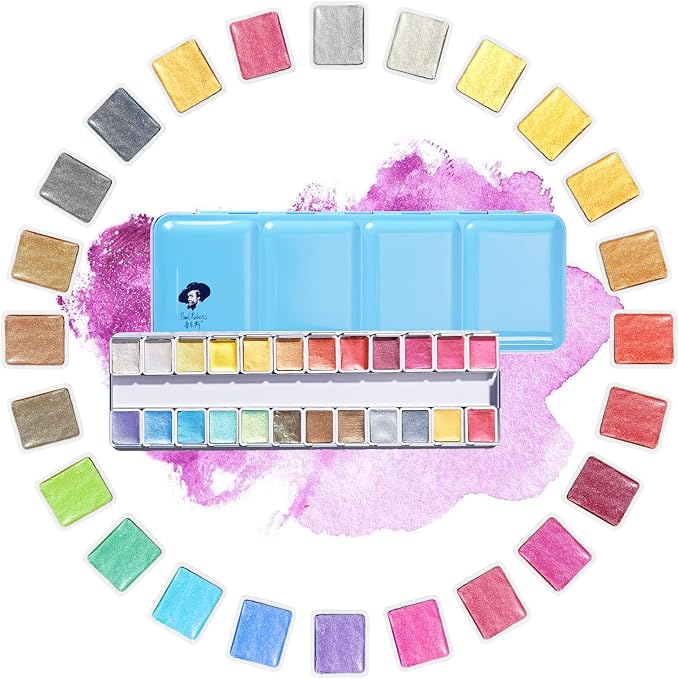 Paul Rubens Professional Metallic Watercolor Paints Set, Pearl Paint, Portable by PaulRubens