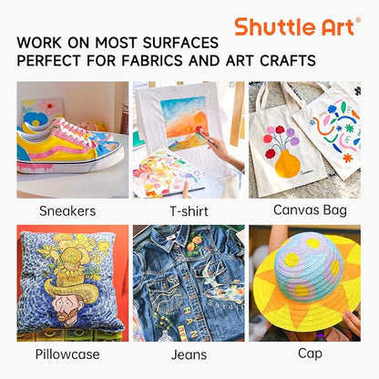 Fabric Paint, Shuttle Art 30 Colors Permanent Soft Fabric Paint in Bottles - Image 7
