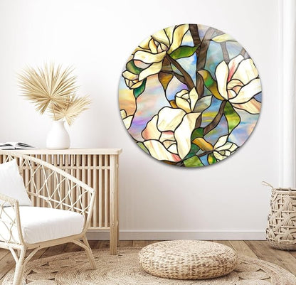 My Photostation.com Round 24'' Stained Magnolia Glass Wall Art Tempered Glass - Image 6