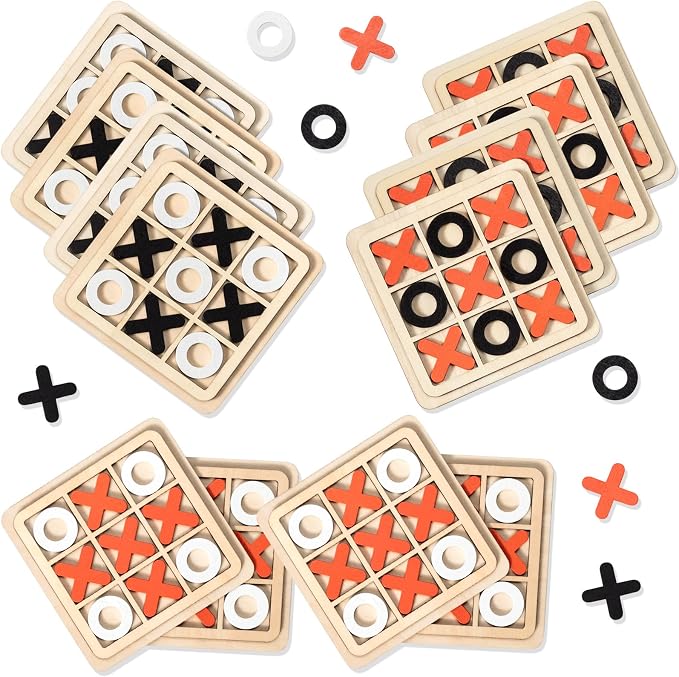 Libima 12 Pcs Wooden Tic Tac Toe Game Mini Family Board Games Classical Puzzle - Image 5