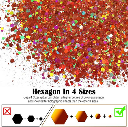 Ceya Holographic Chunky Glitter, 4.9oz/ 140g Bronze Craft Glitter Powder Mixed - Image 2