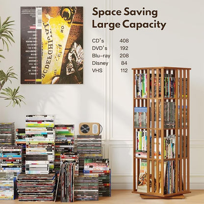 XIMN 360° Rotating Bamboo CD/DVD Shelf - Image 4