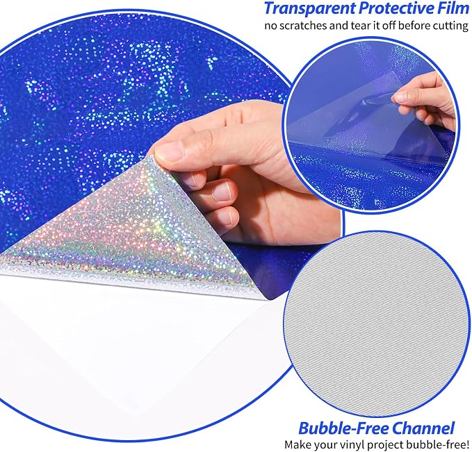 GIRAFVINYL Holographic Glitter Permanent Vinyl Bundle, 9 Assorted Colors - Image 4