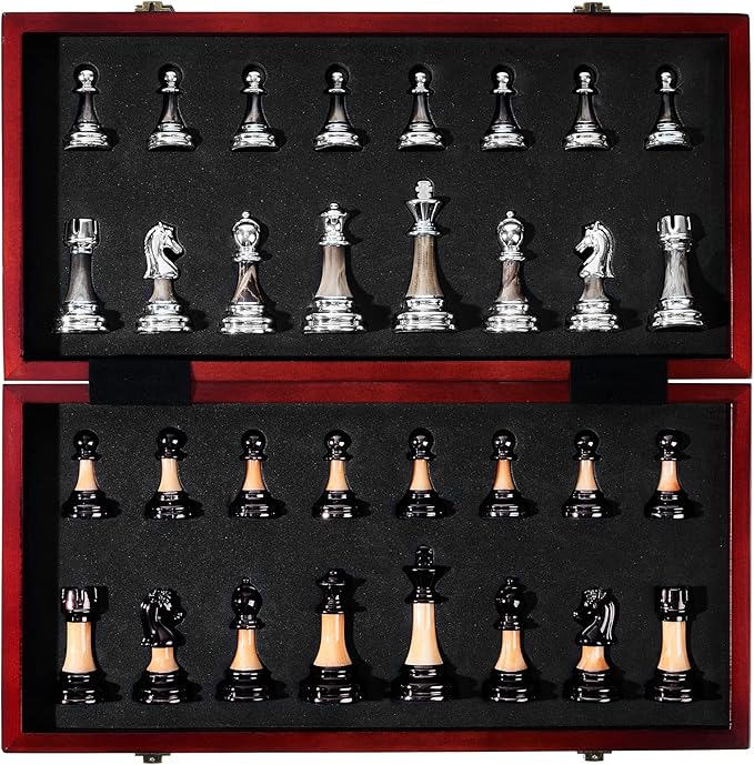 VAMSLOVE Chess Set Large 16''/42cm Folding Wooden Board - Image 6
