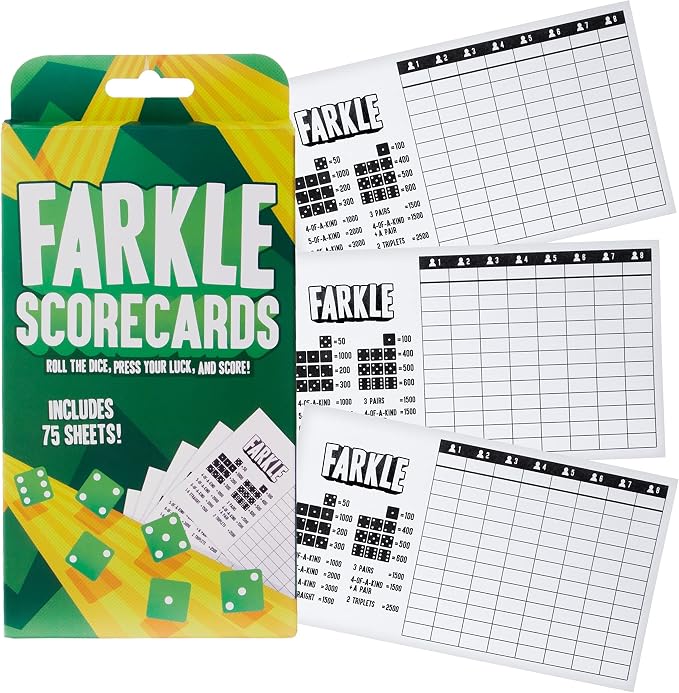 Brybelly Farkle Scorecards – Set of 75 Replacement Score Sheets by Brybelly