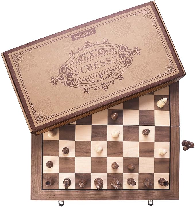 AMEROUS 15 Inches Magnetic Wooden Chess Set - Image 7