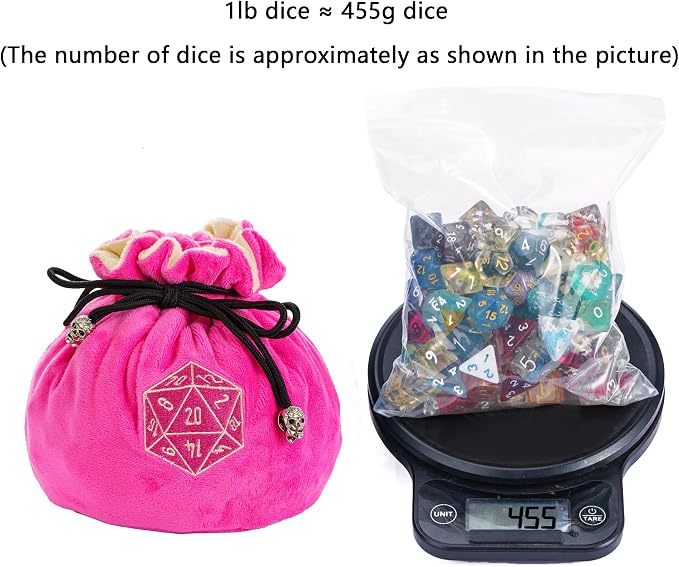 Large Dice Bags with Pockets Pink Storage Bag D20 Logo - Image 2