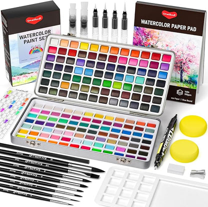 Watercolor Paint Set 168 Colors Including Metallic, Watercolor Kit by Smallbudi