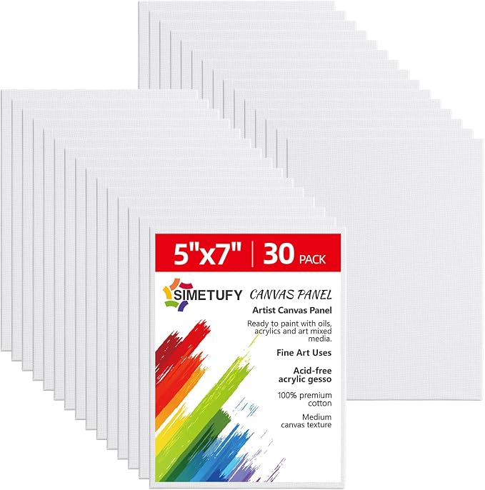 Simetufy 5x7inch 30 Pack Small Canvas Panels by Simetufy