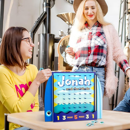 8 Pcs Jonah and The Whale Halloween Disk Drop Game Wood Tabletop Religious Disc - Image 6