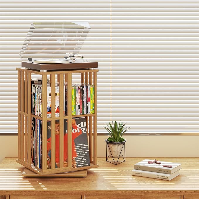 XIMN 360° Rotating Bamboo CD/DVD Shelf - Image 4