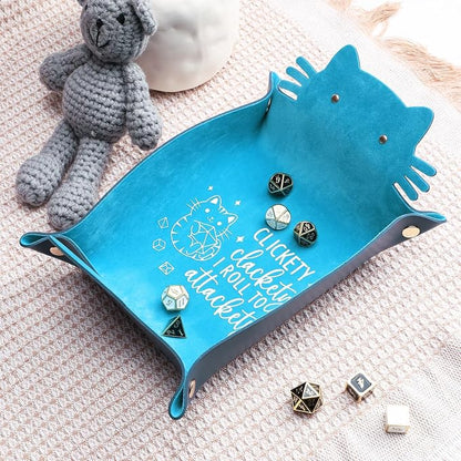 Blue Cat Dice Tray Novelty Purple Cat Shape PU Leather Dice Tray - Image 6