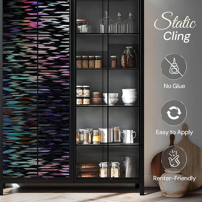 rabbitgoo Window Privacy Film, Total Blackout Window Film, Stained Glass Heat - Image 5