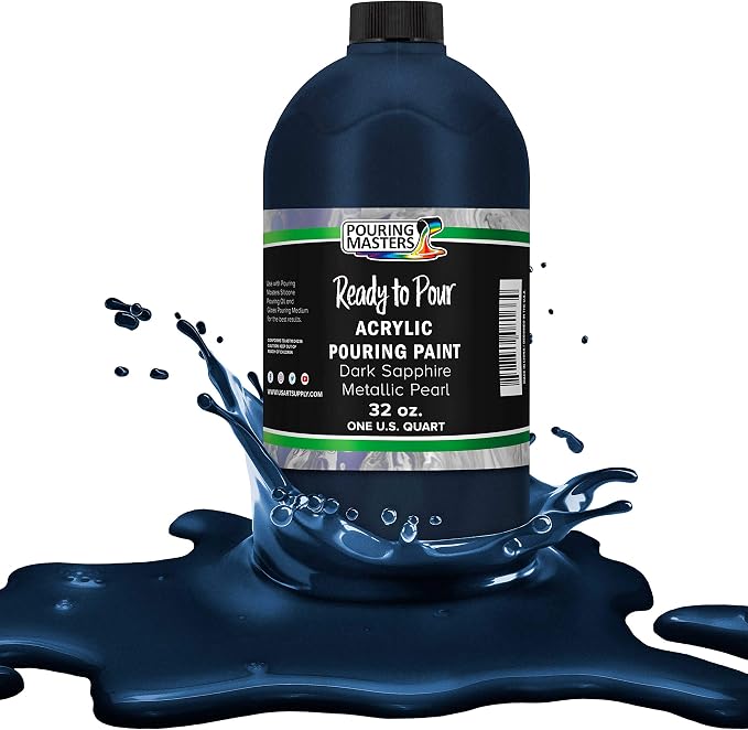 Pouring Masters Dark Sapphire Blue Metallic Pearl Ready to Pour Acrylic Pouring by USArtSupply