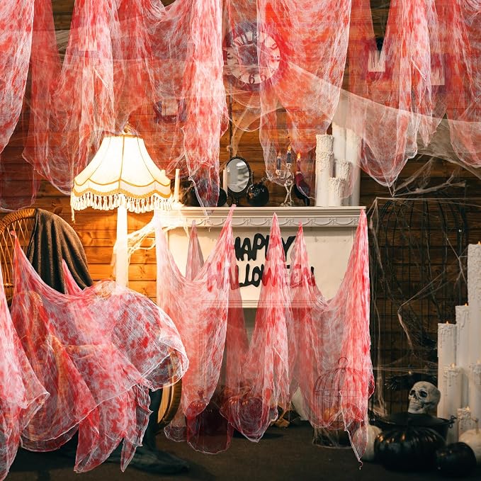 Boao Halloween Cheese cloth 64.96 x 39.37 Inch Bloody Cheesecloth Roll - Image 4