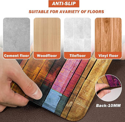 Kitchen Mats for Floor Colorful kitchen rugs Cool Wooden Abstract Anti Fatigue - Image 5