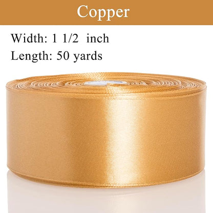 1 1/2 Copper Solid Satin Ribbon, 50 Yards Craft Fabric Ribbon - Image 3