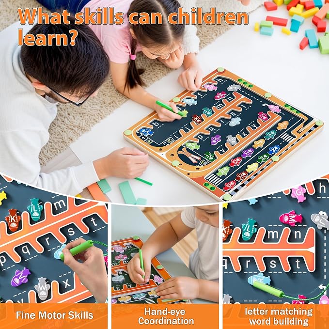 Magnetic Alphabet Maze, Montessori Magnetic Maze Board - Image 4