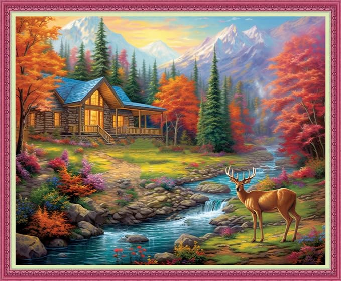 Disnesart Cross Stitch Stamped Full Embroidery Kits DIY 11CT Cotton Thread by Unknown
