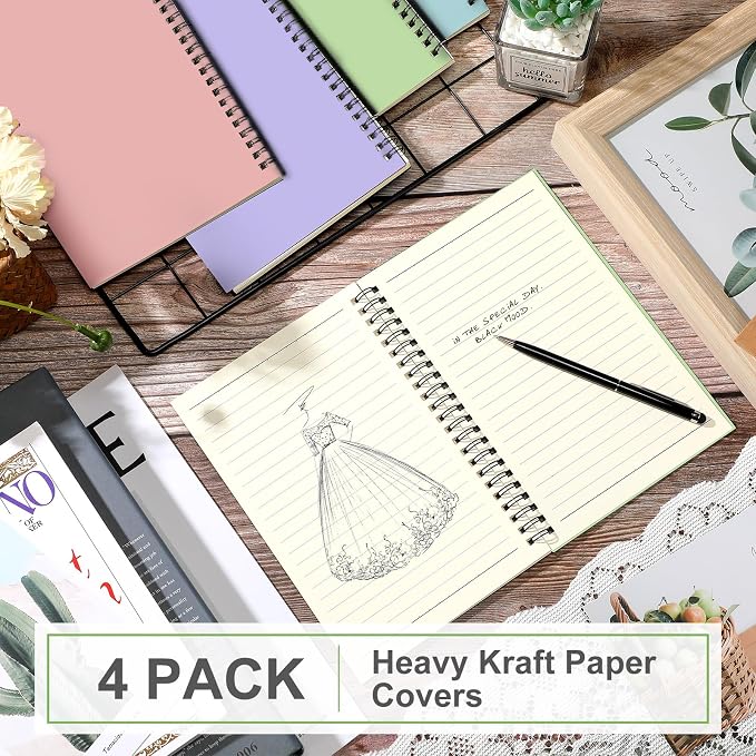 Yahenda 4 Pcs Spiral Notebook Bulk A5 Journal Lined 8.3'' x 5.5'' Writing - Image 5