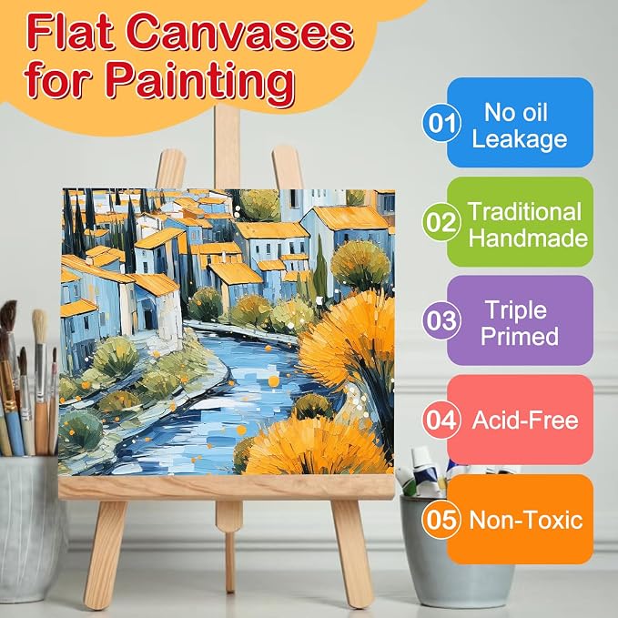 ESRICH Small Canvases for Painting 6x6 inch, 12 Pack Canvas Boards Cotton - Image 3