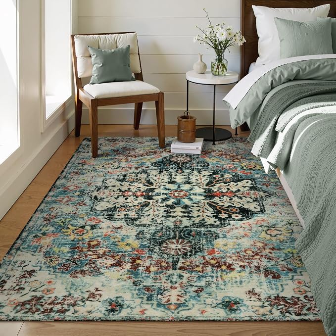 Lahome Bohemian Floral Medallion Area Rug - Image 2