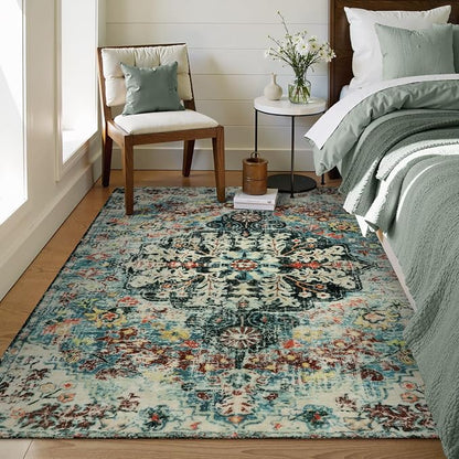 Lahome Bohemian Floral Medallion Area Rug - Image 2
