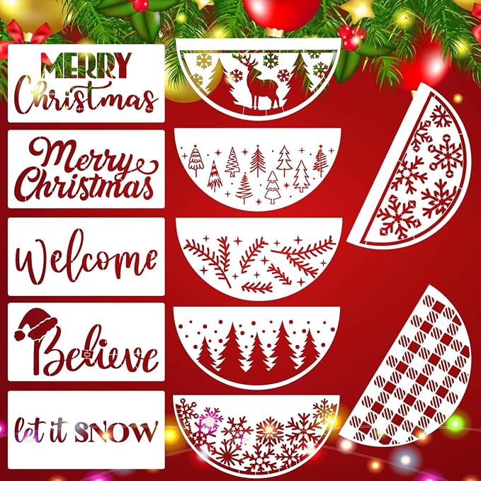 Christmas Stencils for Painting on Wood 12" Christmas Doormat Stencils Holiday by SUNVERSE