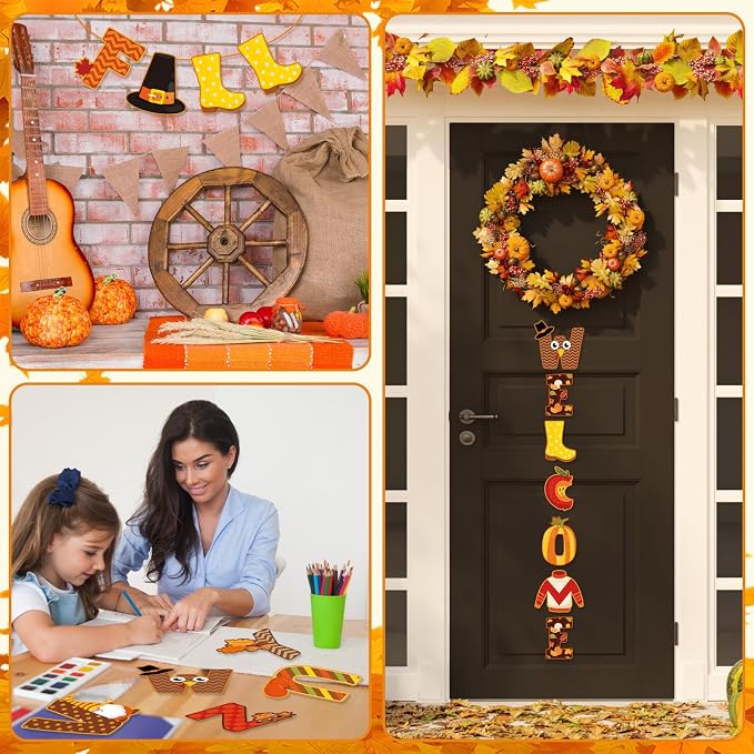 Faccito 176 Pcs Fall Bulletin Board Decorations Letters Numbers Alphabet Autumn - Image 7