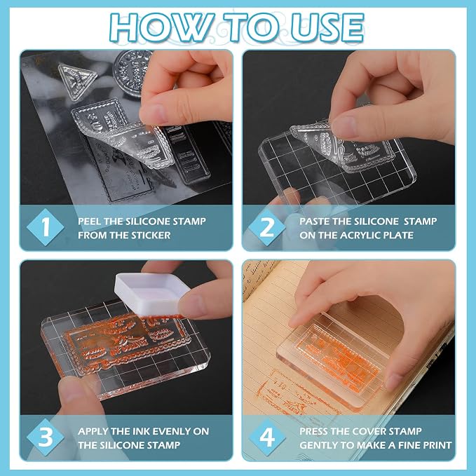 Yinder 7 Pcs Vintage Rubber Clear Stamps Set 4 Sheet Transparent Postage - Image 7