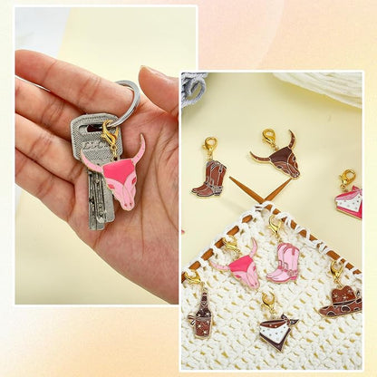 BEEFLYING 16Pcs Cowboy Stitch Marker Charms - Image 7