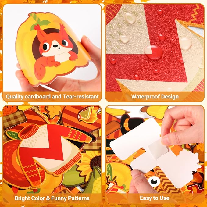 Faccito 176 Pcs Fall Bulletin Board Decorations Letters Numbers Alphabet Autumn - Image 3