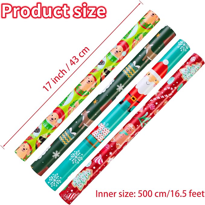 Cherubfunz Christmas Wrapping Paper Santa Claus Carrying Gifts, Candy Cane - Image 2