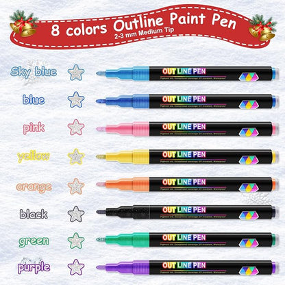 FUMILE 8 Colors Double Line Outline Markers, Glitter Marker - Image 2