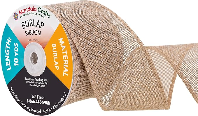 Mandala Crafts Natural Burlap Ribbon 2.5 Inches Wide Jute Ribbons by MandalaCrafts