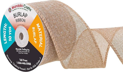 Mandala Crafts Natural Burlap Ribbon 2.5 Inches Wide Jute Ribbons by MandalaCrafts