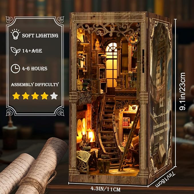 Book Nook Kits for Adult, DIY Miniature House Kit 3D Wooden Puzzles Miniature - Image 4