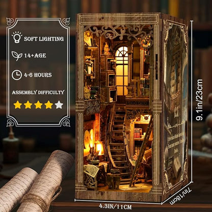 Book Nook Kits for Adult, DIY Miniature House Kit 3D Wooden Puzzles Miniature - Image 4